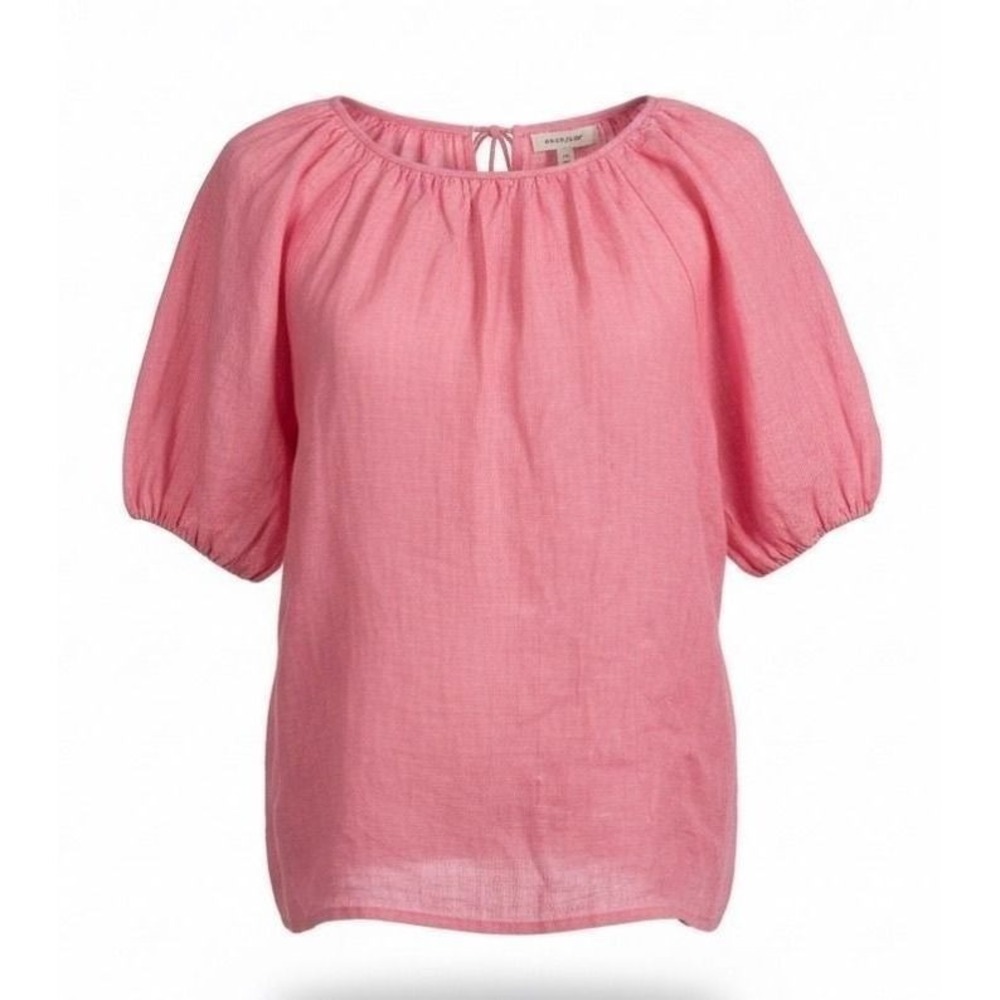 Eileen Fisher Linen Blouse Womens S Pink Keyhole Back Top Career Feminine